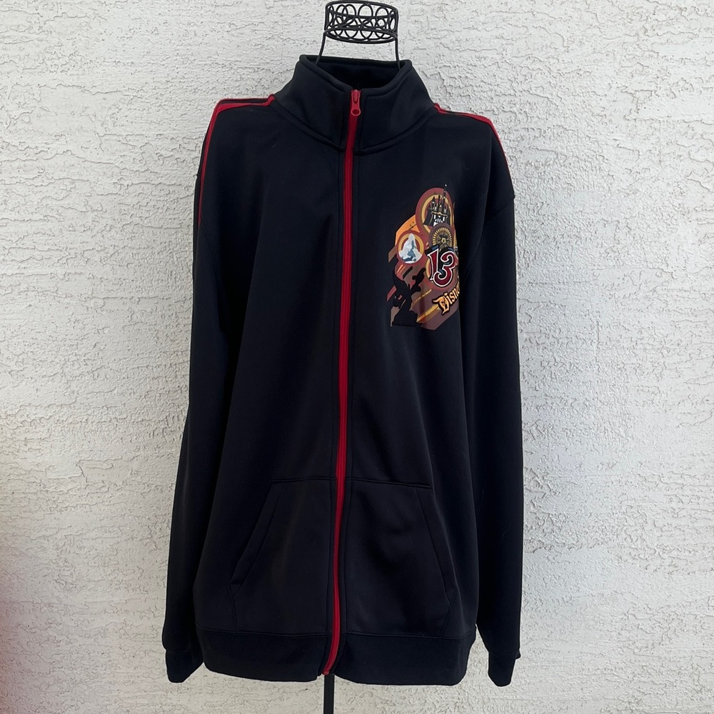 Disney Parks Adult Black Full Zip Sweatshirt Red Zipper / Trim 2013 XXXL